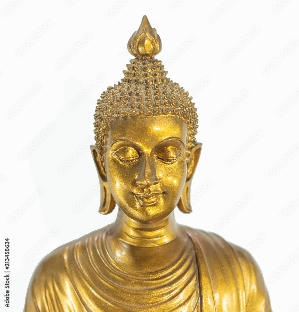 Golden Old Buddha Statue , close up face