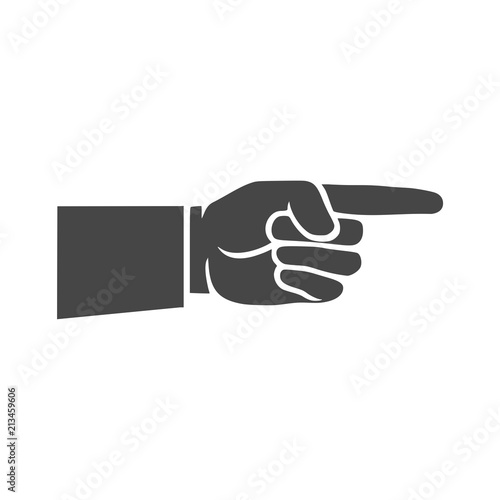 Pointing finger. Vector black icon