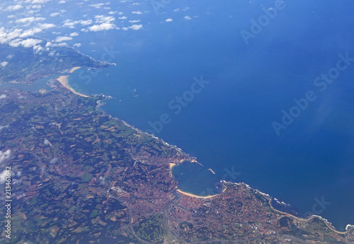 Aerial view of Saint Jean de Luz, Ciboure and the Socoa Bay in the Basque Country, France, on the Atlantic Coast photo