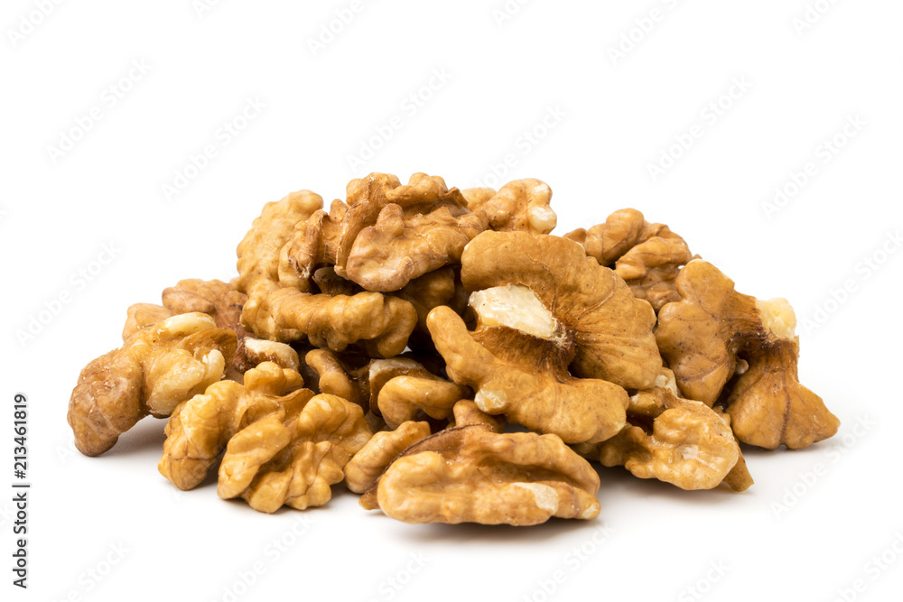 Pile of peeled walnuts, closeup. Pile of peeled walnuts, closeup.