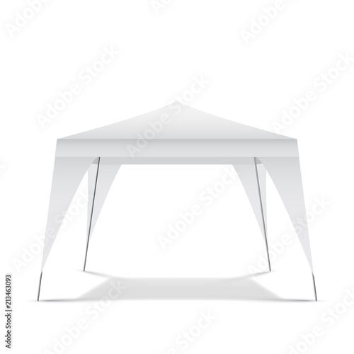 White empty tent for outdoor exhibition, isolated, vector illustration