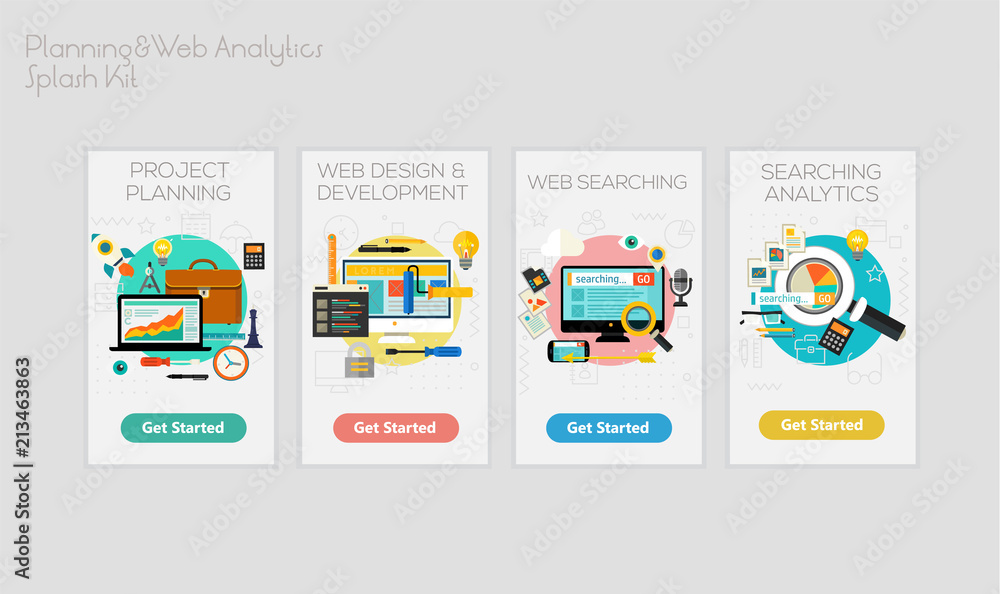 Obraz premium Flat design responsive UI mobile app mockups