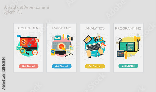 Flat design responsive UI mobile app mockups