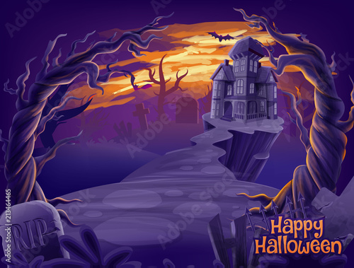 horror scene illustration for halloween