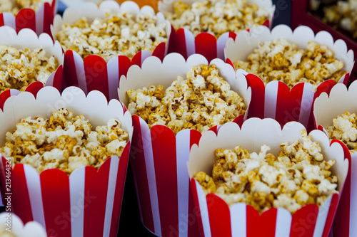 popcorn in striped cups