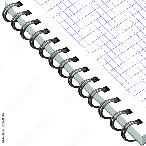 Spiral metal for binding notebooks isometry. Vector. Typographical accessories for the binding of notebooks, books, brochures. Is not a pattern.
