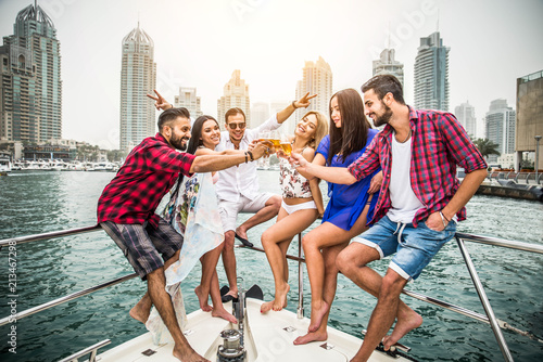 Photography People celebrating on a yacht