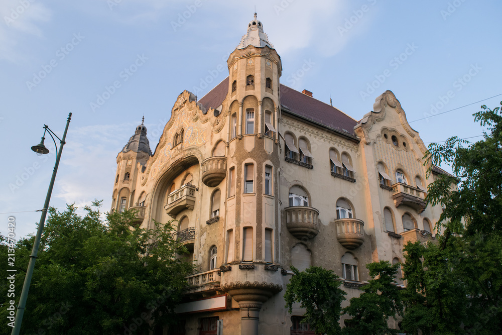 The Art Nouveau architecture of Grof Palace in Szeged, Hungary