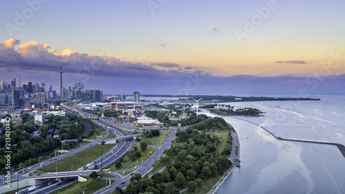 Aerial view of Toronto city from above, Toronto, Ontario, Canada