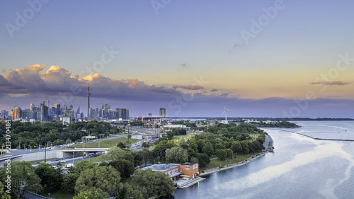 Aerial view of Toronto city from above, Toronto, Ontario, Canada
