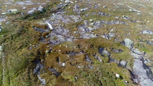 A UK WWII Bomber plane B-24 crashed on a mountain in southern Norway 1946, Fly over wreckage