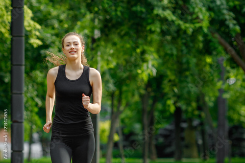 young attractive woman running