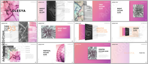 Minimal presentations design, portfolio vector templates with elements on white background. Multipurpose template for presentation slide, flyer leaflet, brochure cover, report, marketing, advertising.