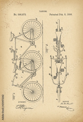 1898 Patent Velocipede tandem Bicycle archival history invention © Arkady