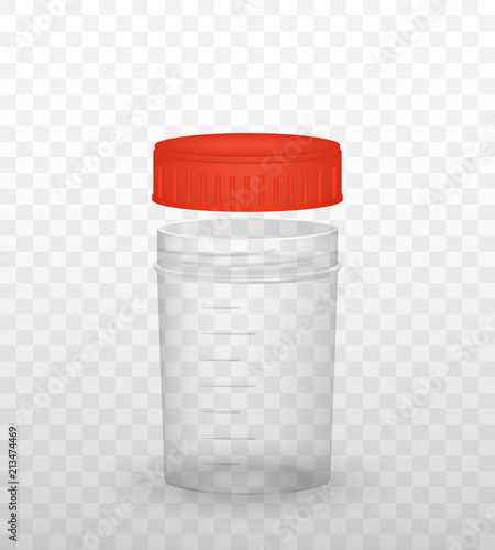 Medical plastic jar with lid isolated on a transparent background. The concept of health.