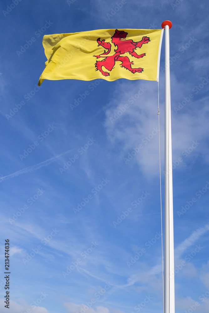 flag of Dutch province South Holland flying in the wind flag of Dutch province South Holland flying in the wind
