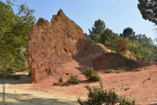 Famous of the ochre of Luberon, located 10 kilometres west of Apt and 50 kilometres from Avignon in region Provence in France. Ochre is a natural pigment with indelible colour