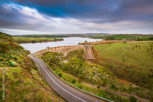 Myponga Reservoir Dam. Scenic South Australian Countryside Landscape in Fleurieu Peninsula