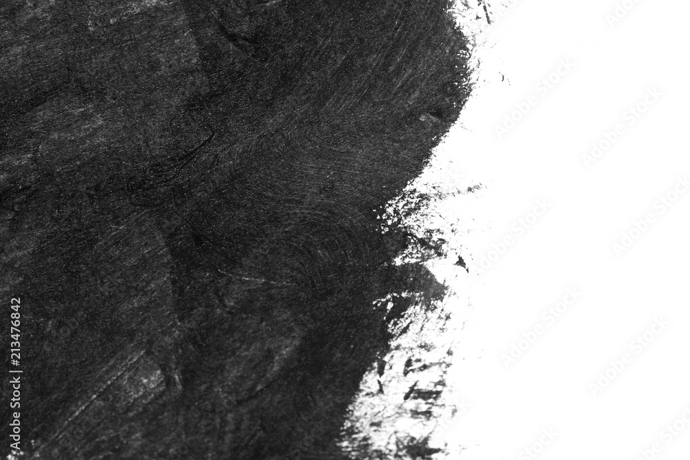 Obraz premium Black brush strokes on white paper isolated. Black brush strokes oil paints on white paper. Isolated on white background. Abstract creative white black background