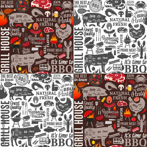 Vector barbecue seamless pattern or background