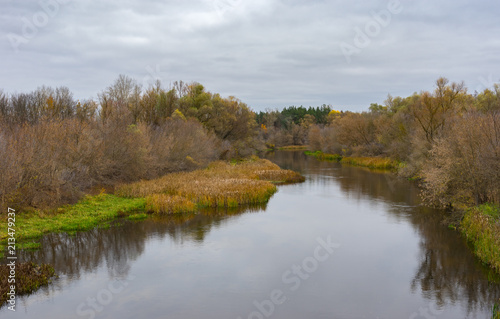 Autumnal andscape with Psel river near Byshkin' village in Sumskaya oblast, Ukraine