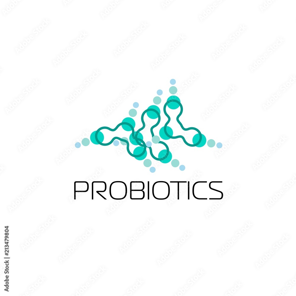 Fototapeta premium Probiotics logo. Concept of healthy nutrition ingredient for therapeutic purposes. simple flat style trend modern logotype graphic design isolated