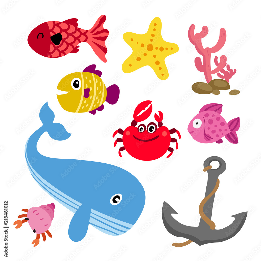 Obraz premium marine life vector collection design