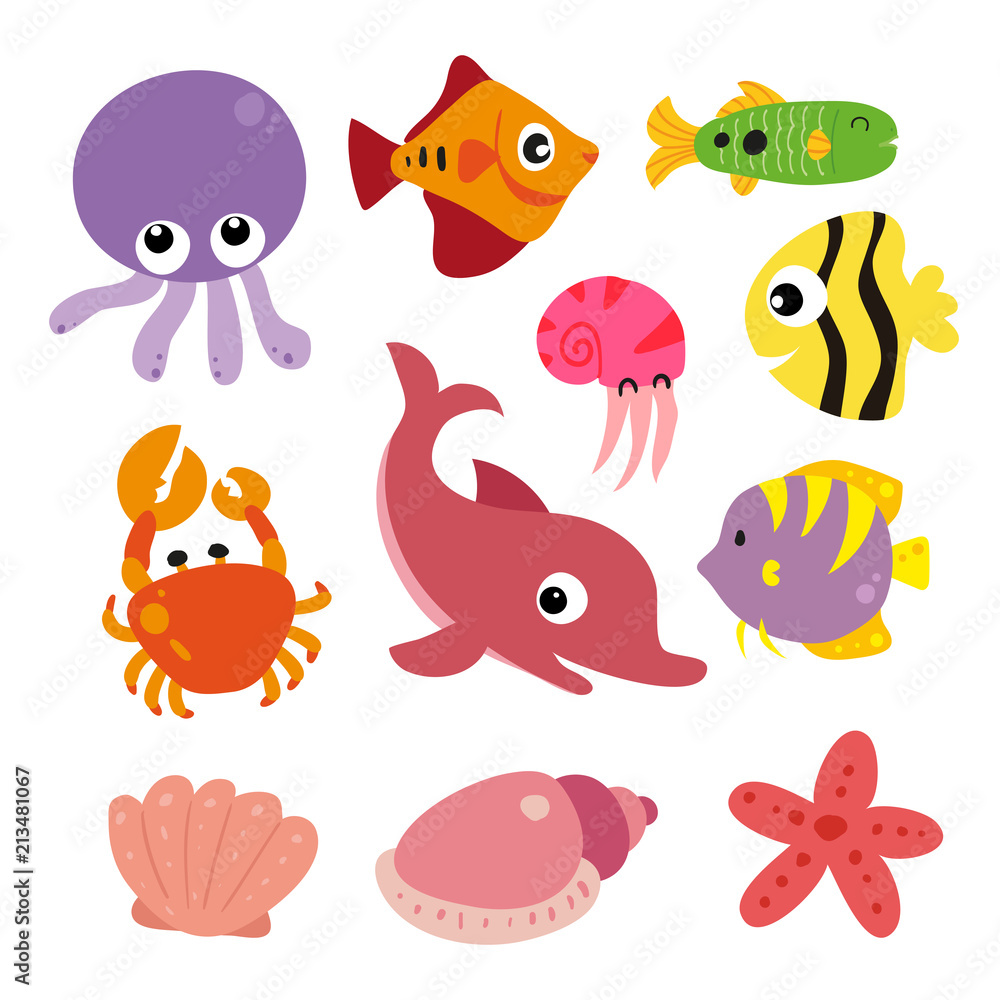marine life vector collection design marine life vector collection design