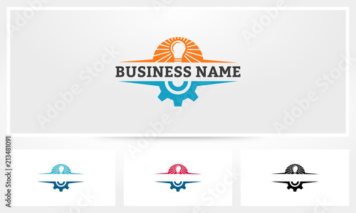 Lightbulb Gear Badge Emblem Logo