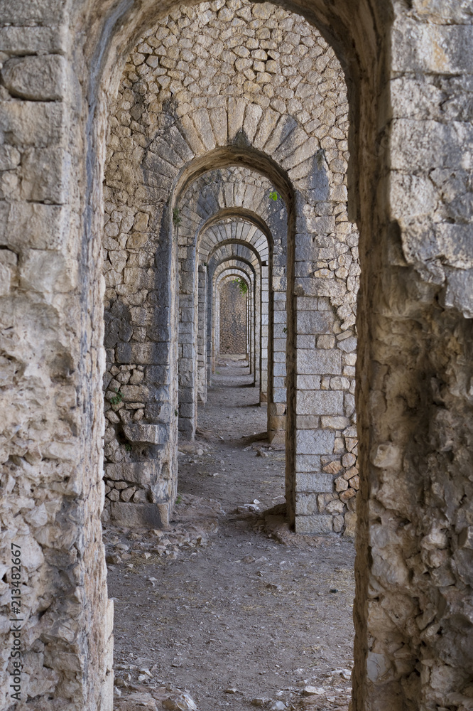 Stone arcs passage and in Temple of Jupiter Anxur in Terracina, Italy