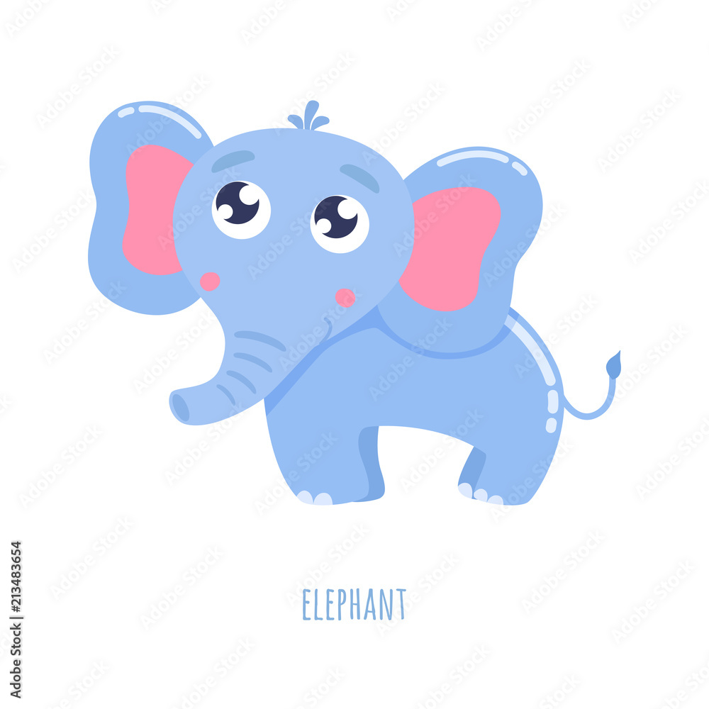 Cute elephant vector illustration. Flat design. Cute elephant vector illustration. Flat design.