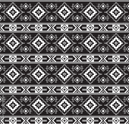 Seamless black geometric pattern. Ancient Central Asian style, kilim. Transparent background.