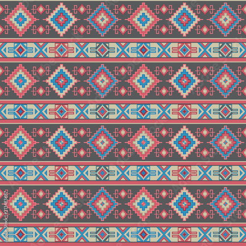 Seamless geometric pattern. Ancient Central Asian style, kilim. 