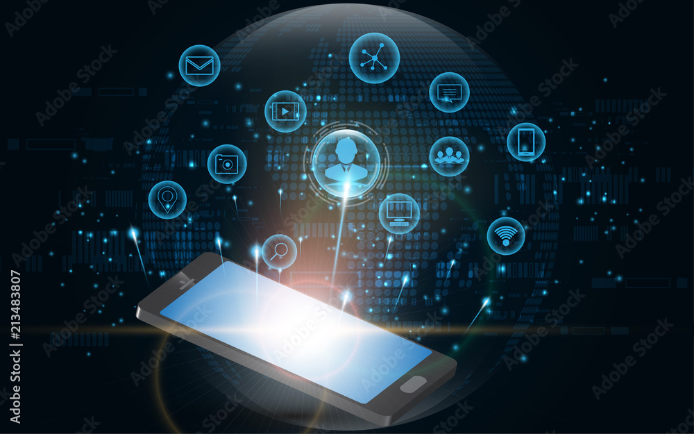 Modern global network connection smartphone technology concept Modern global network connection smartphone technology concept