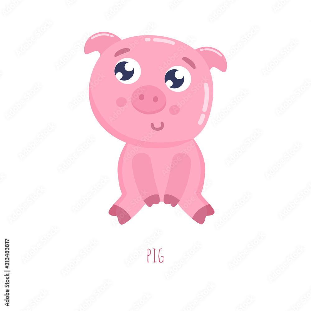 Cute pig vector illustration. Flat design. Cute pig vector illustration. Flat design.