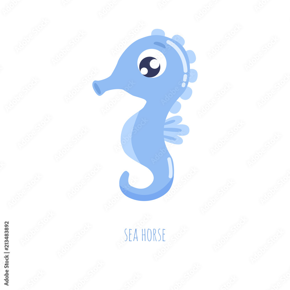 Cute little sea horse vector illustration. Flat design Cute little sea horse vector illustration. Flat design