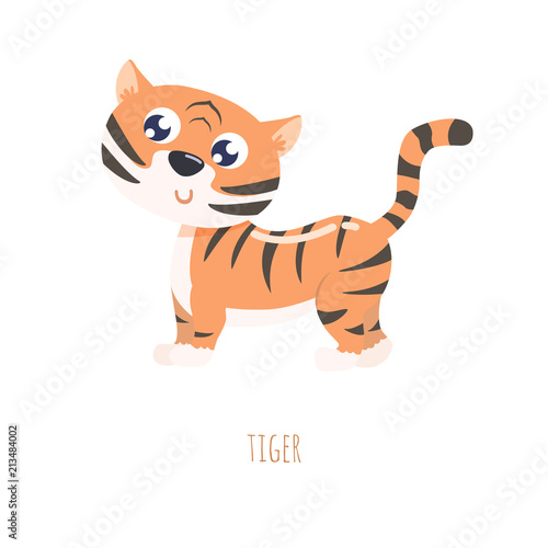 Fototapeta Naklejka Na Ścianę i Meble -  Cute tiger vector illustration. Flat design