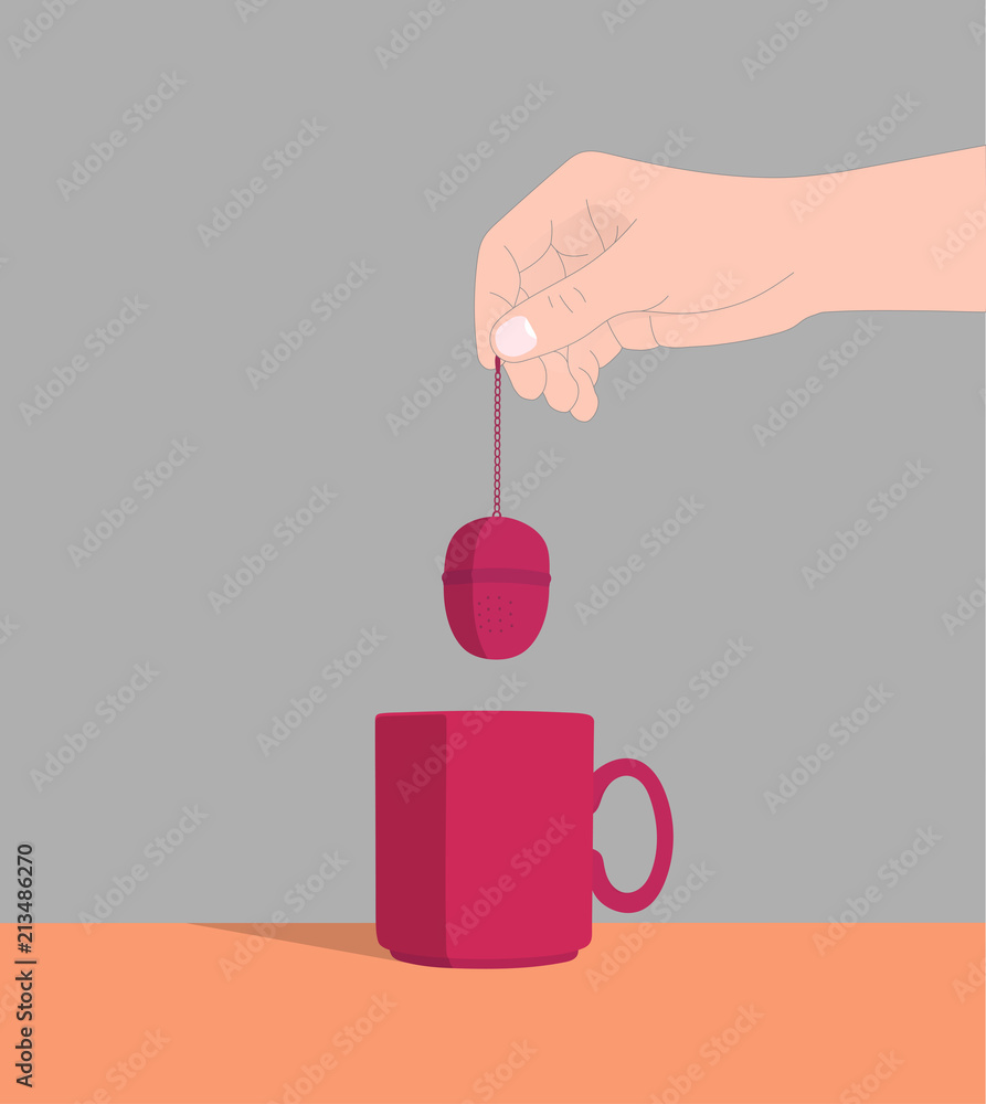 Obraz premium A woman is making tea in red cup