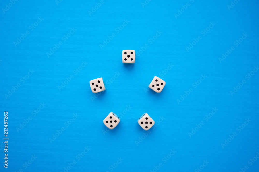 dice on a blue background