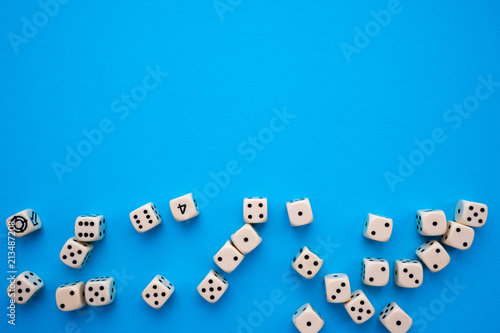 dice on a blue background