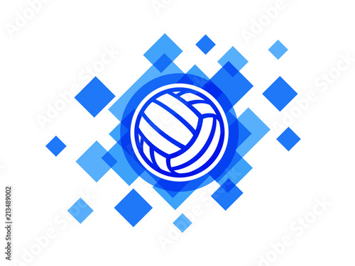 Volleyball ball on blue abstract background vector icon. Water polo ball