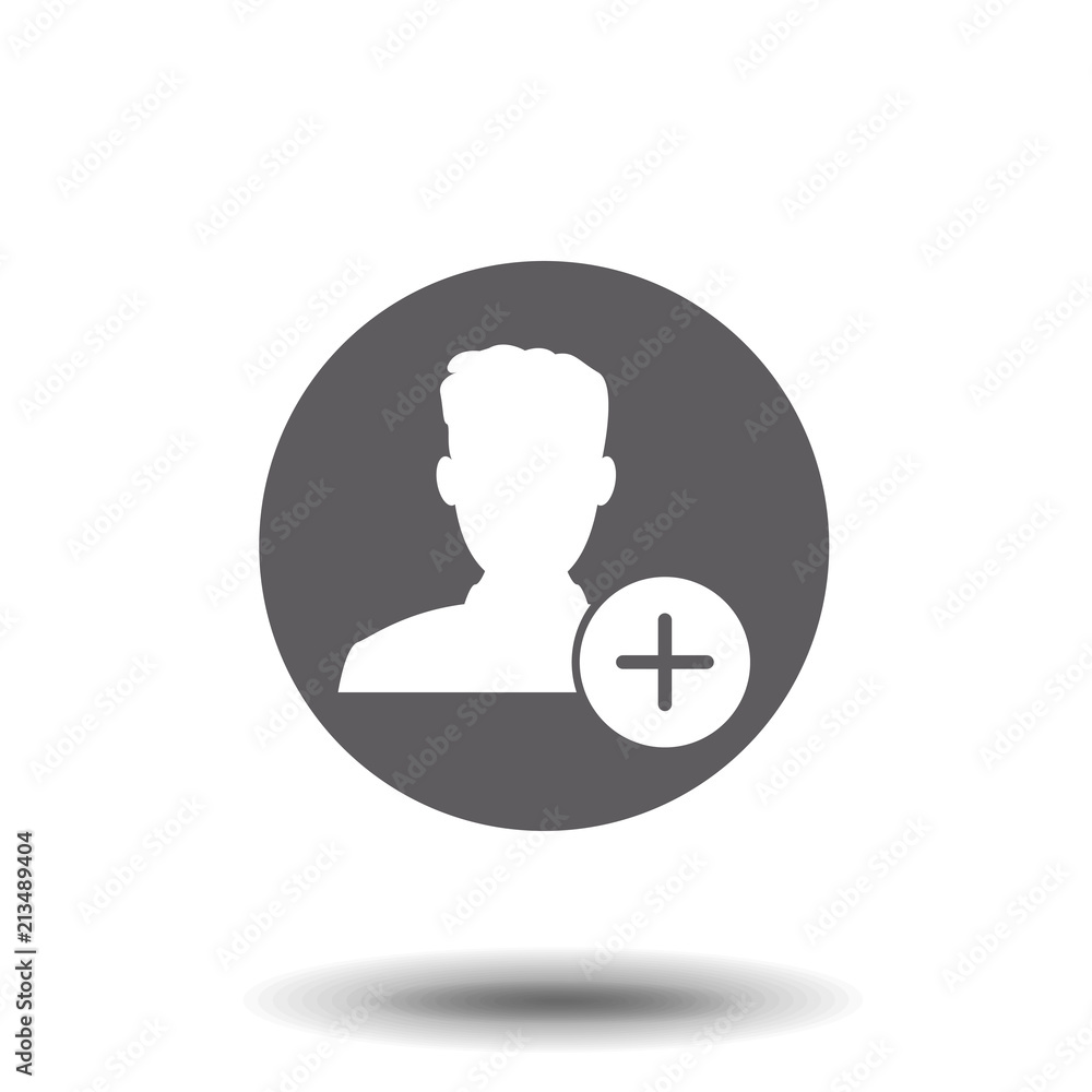Add new user icon in flat style isolated on white background. For your design, logo. Vector illustration. Add new user icon in flat style isolated on white background. For your design, logo. Vector illustration.