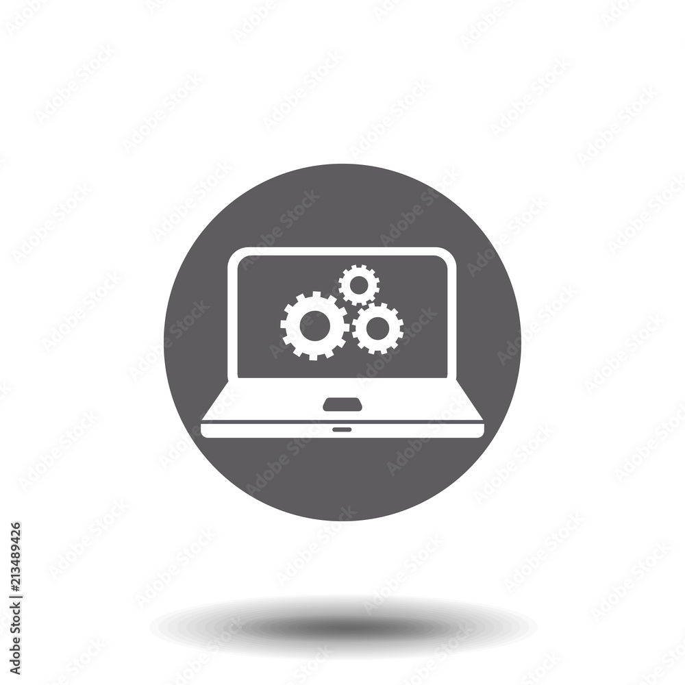 Vector laptop settings icon Vector laptop settings icon