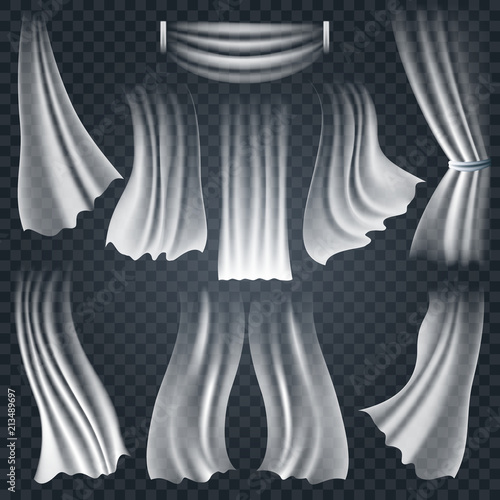 Realistic Fluttering  White Cloths Isolated on Transparent Background