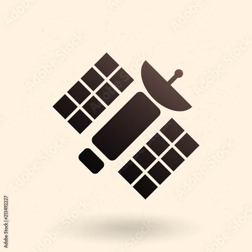 Vector Black Silhouette Icon - Orbital Space Station