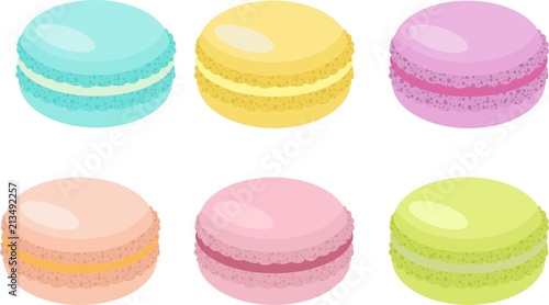 Cake macaron or macaroon Vector Illustration, colorful almond cookies, pastel colors