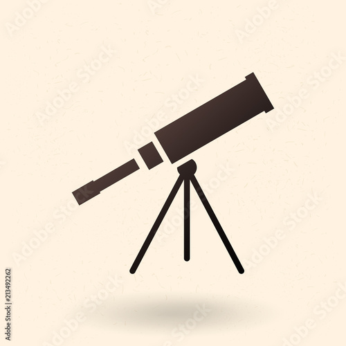 Vector Black Silhouette Icon - Astronomical Telescope