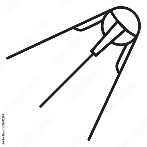 Vector Black Outline Icon - Sputnik. Space Satelite.