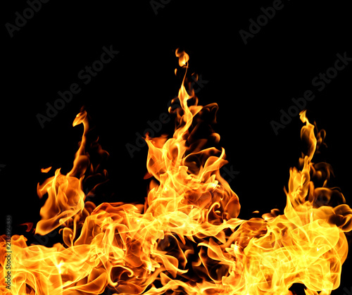 Obraz na płótnie Fire flames on black background.