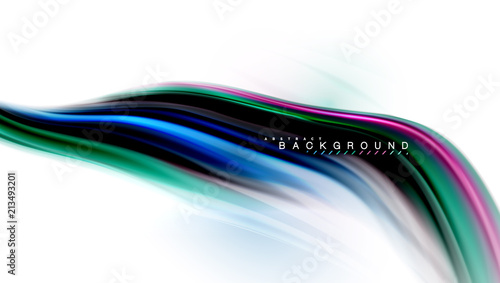 Fluid liquid mixing colors concept on light grey background, wave and swirl curve flow line, trendy abstract layout template for business presentation, app wallpaper banner, poster or wallpaper